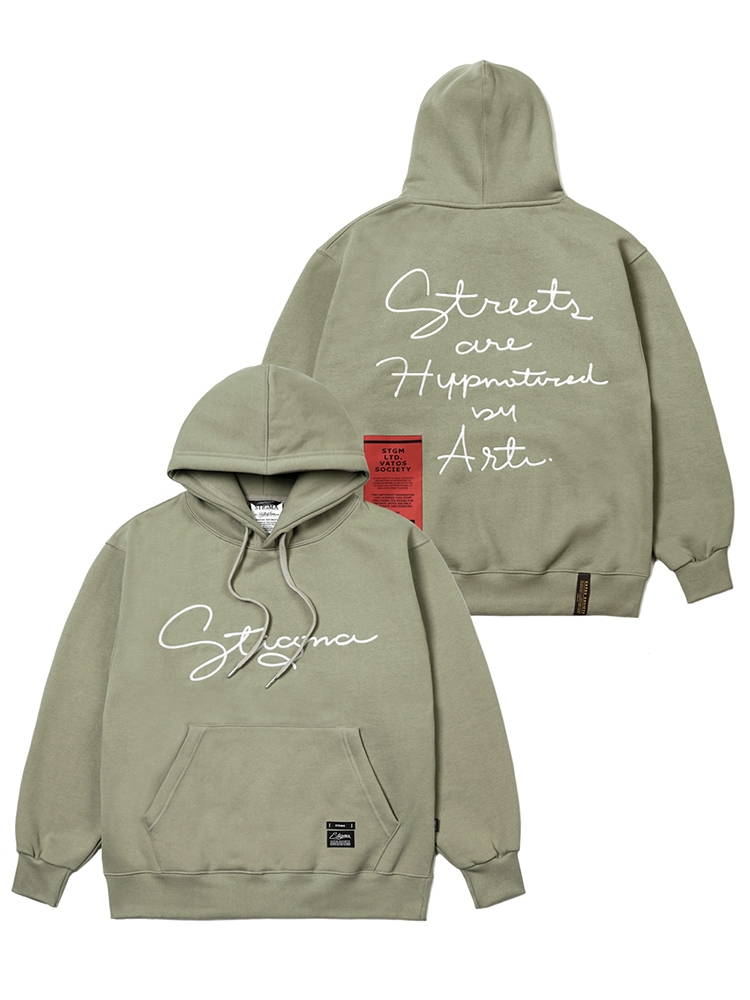 22 LETTER GRAPH OVERSIZED HEAVY SWEAT  HOODIE LIGHT KHAKI