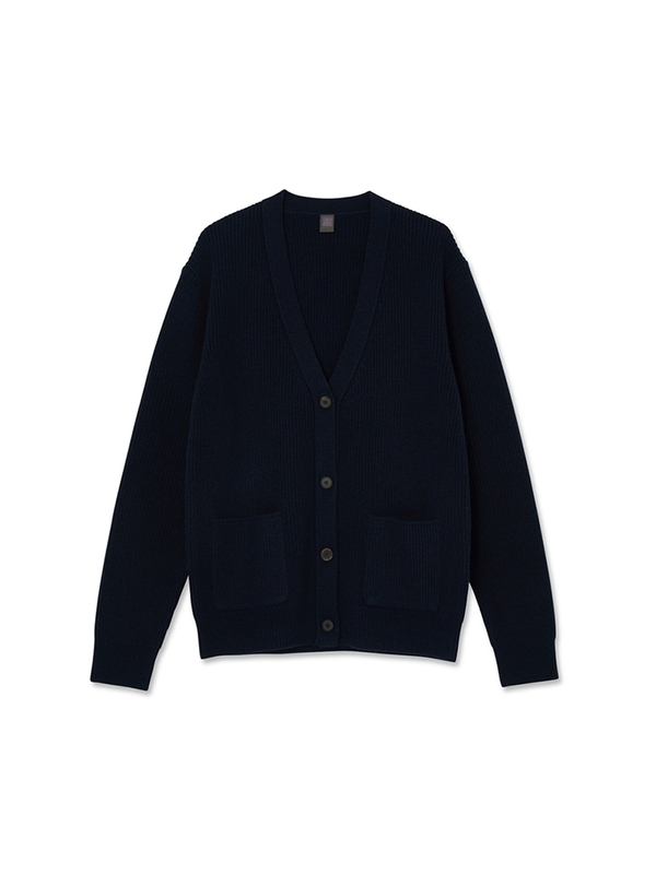 Bulky Rip V-neck Cardigan_Navy