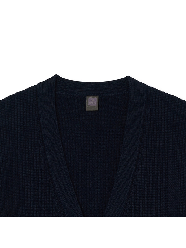 Bulky Rip V-neck Cardigan_Navy