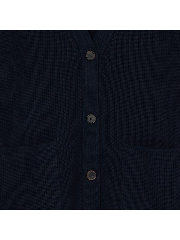 Bulky Rip V-neck Cardigan_Navy