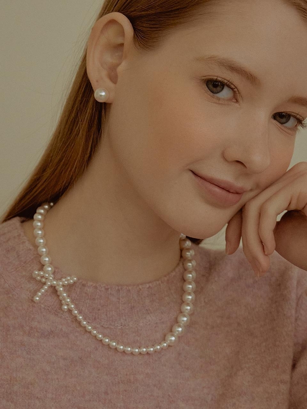 Romantic Pearl Ribbon Necklace NZ2076