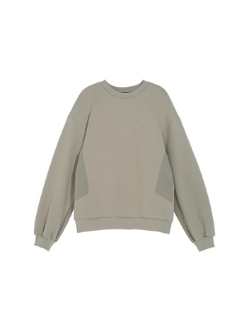 Color Matching Shirring Sweatshirt BEIGE MBCSTO008BE
