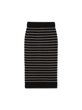 Metalic Stripe Skirt_Black