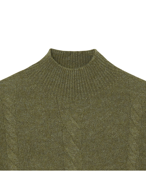 Whole Garment Cable Mockneck_Khaki