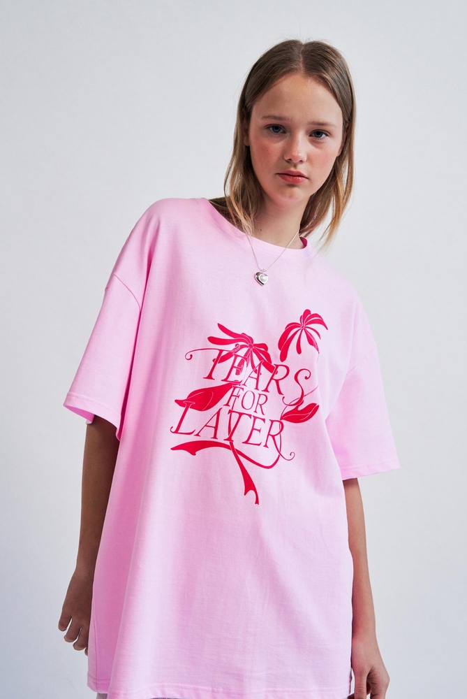 Tears For Later Printing T-Shirts Pink WBCSTP003PK