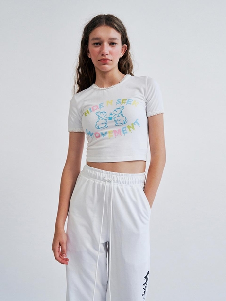 Hide N Seek Cropped T-Shirts White WBCSTP004IV