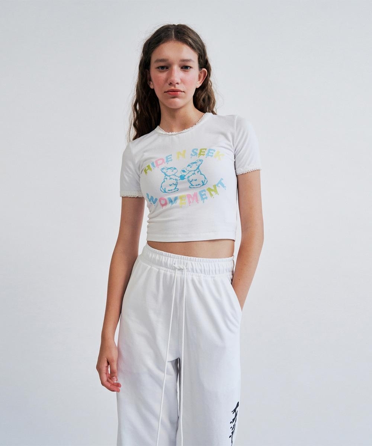 Hide N Seek Cropped T-Shirts White WBCSTP004IV