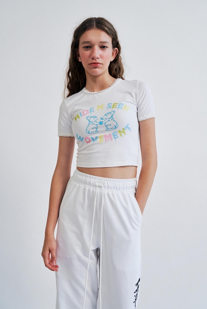 Hide N Seek Cropped T-Shirts White WBCSTP004IV