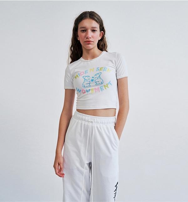 Hide N Seek Cropped T-Shirts White WBCSTP004IV