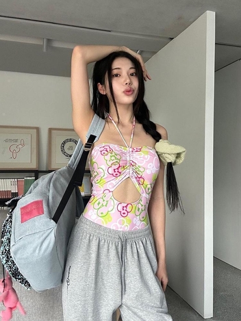 Flower Graphic Pattern Suimsuit PINK WBCSSW001PK