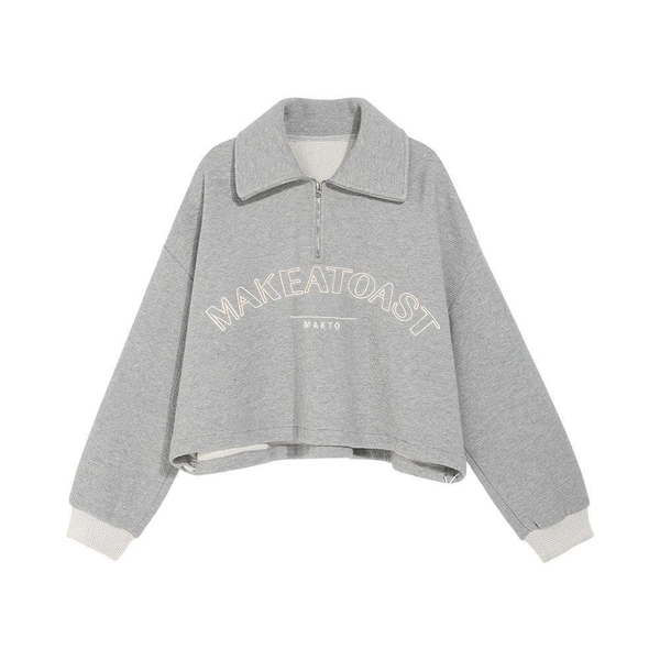 REVERSAL LOGO HALF ZIP-UP SWEATSHIRT GRAY MBCSTO007GR