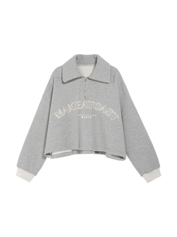 REVERSAL LOGO HALF ZIP-UP SWEATSHIRT GRAY MBCSTO007GR