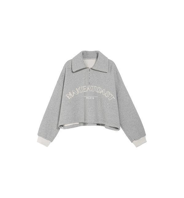 REVERSAL LOGO HALF ZIP-UP SWEATSHIRT GRAY MBCSTO007GR