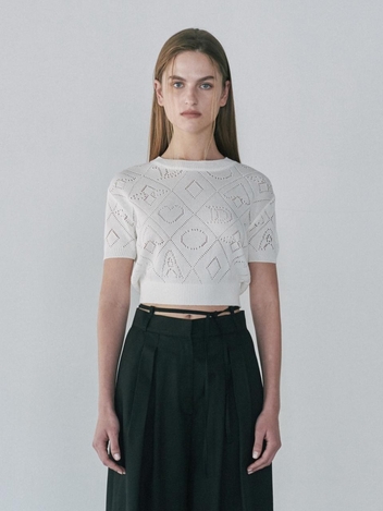 [주말특가]LOGO PATTERN HALF KNIT_WHITE