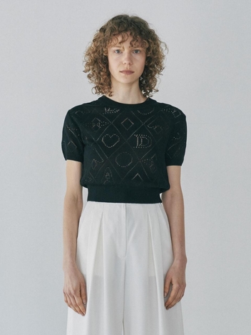 [주말특가]LOGO PATTERN HALF KNIT_BLACK