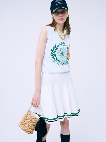 [위즈특가]STRIPE PLEATS KNIT SKIRT_IVORY