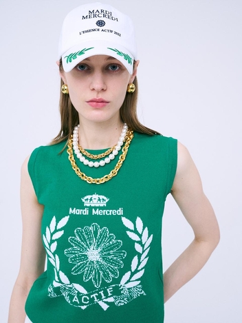 [위즈특가][단독]NOUVEAU EMBLEM SUMMER KNIT TOP_GREEN