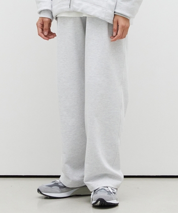 PLEATS WIDE WAVE SWEAT PANTS (MELANGE WHITE)