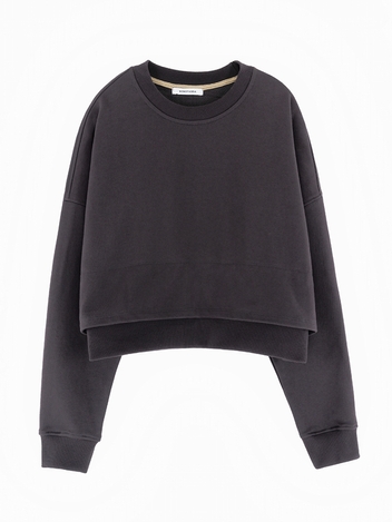  LAYERED COTTON CROP SWEATSHIRT GREY