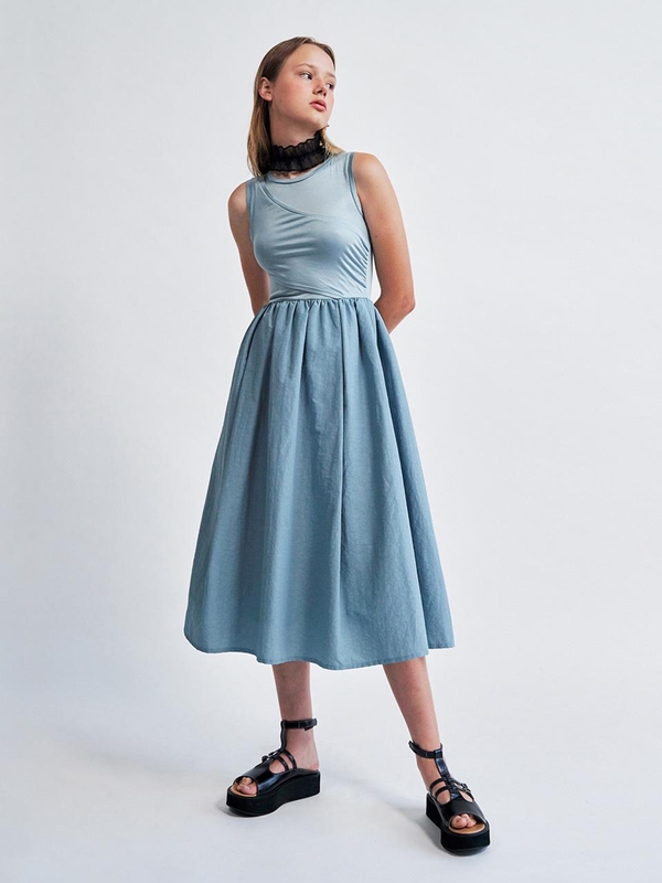 Layered Tulle Sleeveless Dress Blue WBCSOP001BL