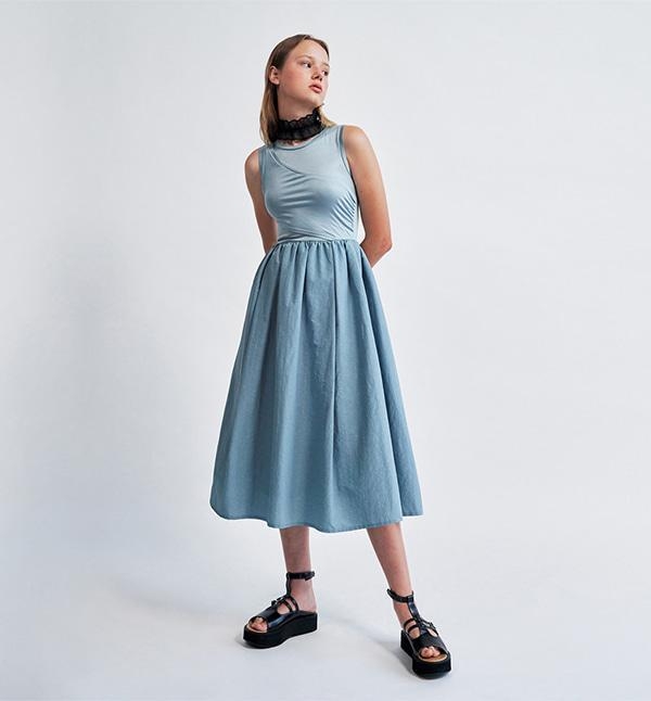 Layered Tulle Sleeveless Dress Blue WBCSOP001BL