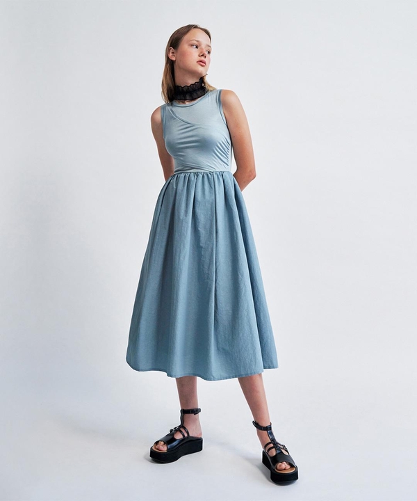 Layered Tulle Sleeveless Dress Blue WBCSOP001BL