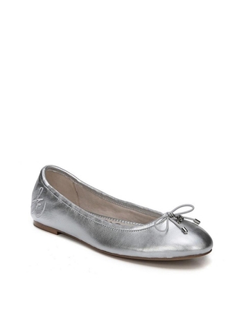 Felicia Metallic Leather Flats - Champagne