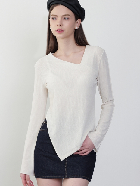 [인플루언서 이수 착용][마리카 언발란스 니트탑]Marica Unbalance Knit Top