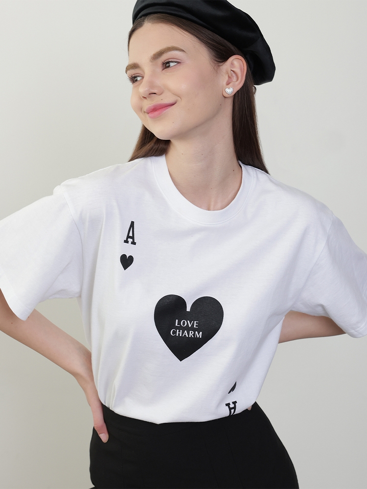 [러브참 하트 에이스 그래픽 티셔츠]Love Charm Ace of hearts Graphic T-shirt