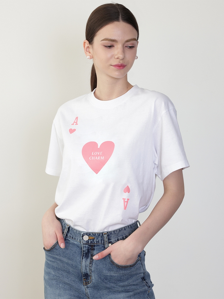 [러브참 하트 에이스 그래픽 티셔츠]Love Charm Ace of hearts Graphic T-shirt