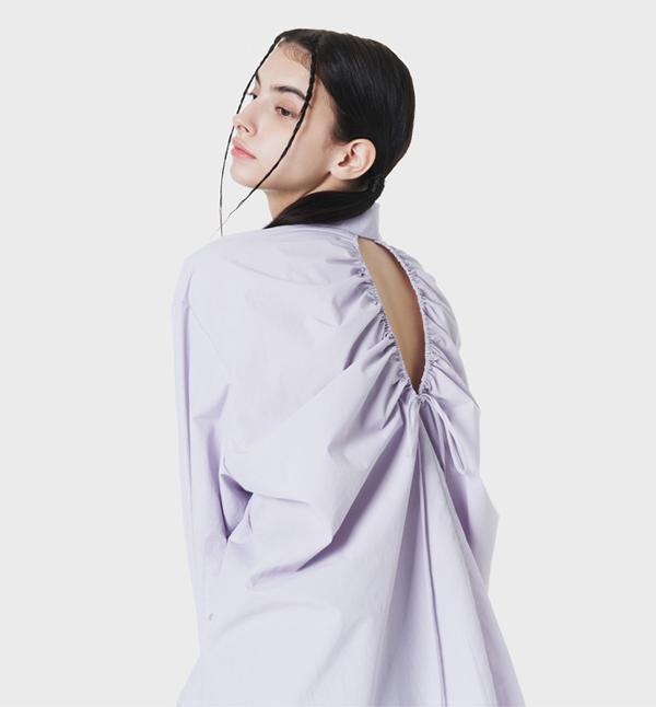 BACK-POINT SHIRRING SHIRT LILAC MBCSTO014LC