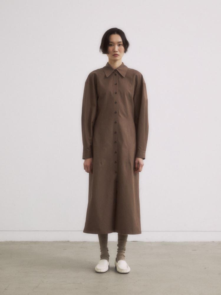 BROWN SLIM LINE SHIRTS DRESS