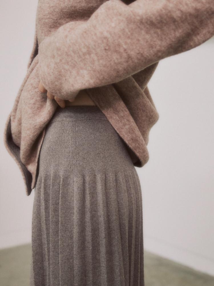 SEPIA WOOL PLEATS KNIT SKIRTS