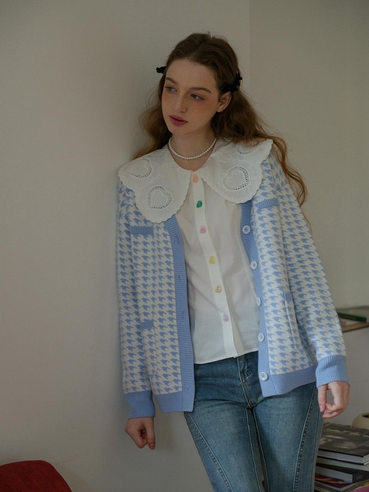 Cest_Light blue pocket v-neck cardigan