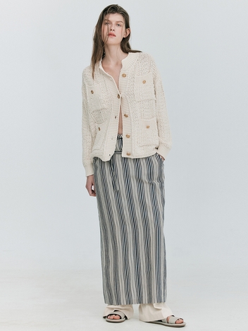 Gold Button Knit Cardigan_Cream