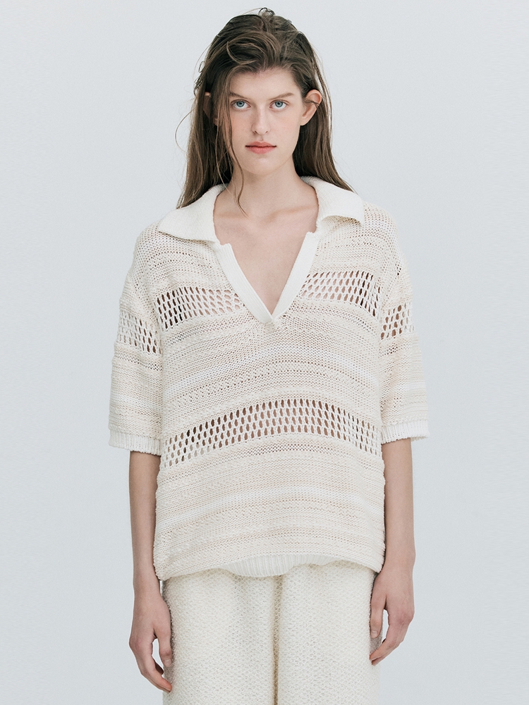 Crochet Knit Top_Cream