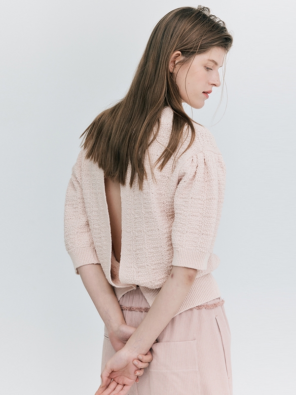 Back Open Knit Top_Pink