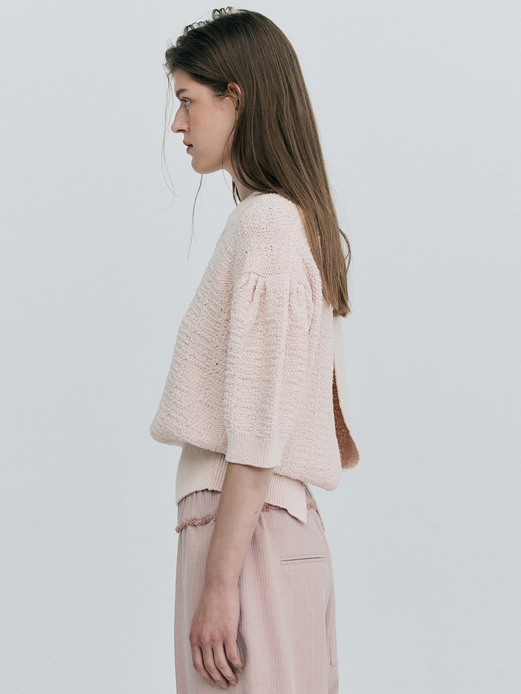 Back Open Knit Top_Pink