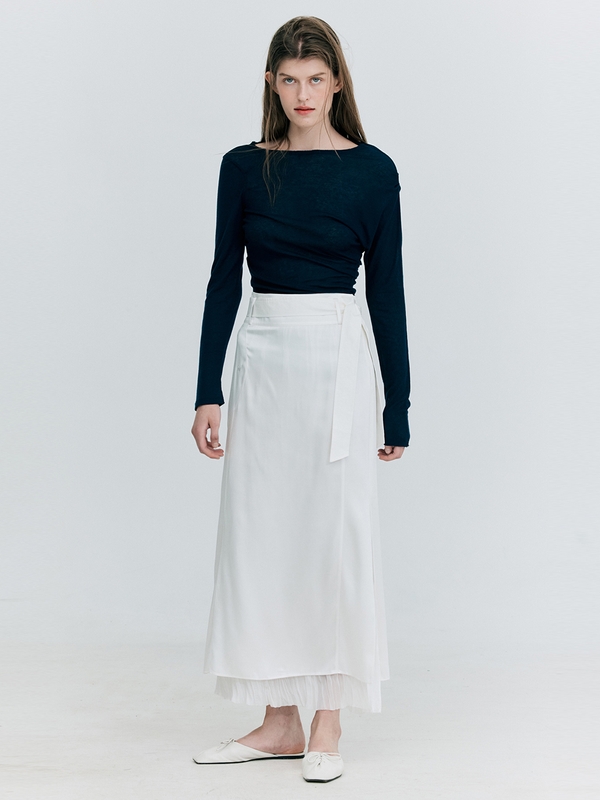 Layered Silk Skirt_White