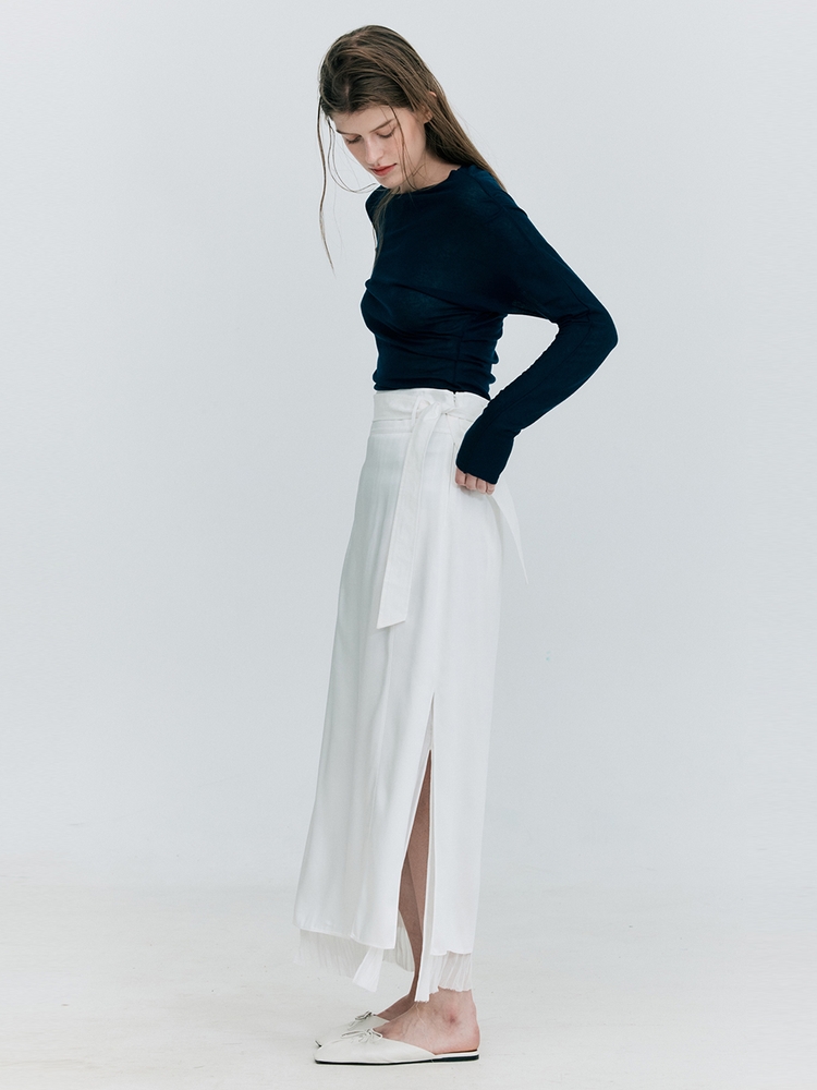 Layered Silk Skirt_White