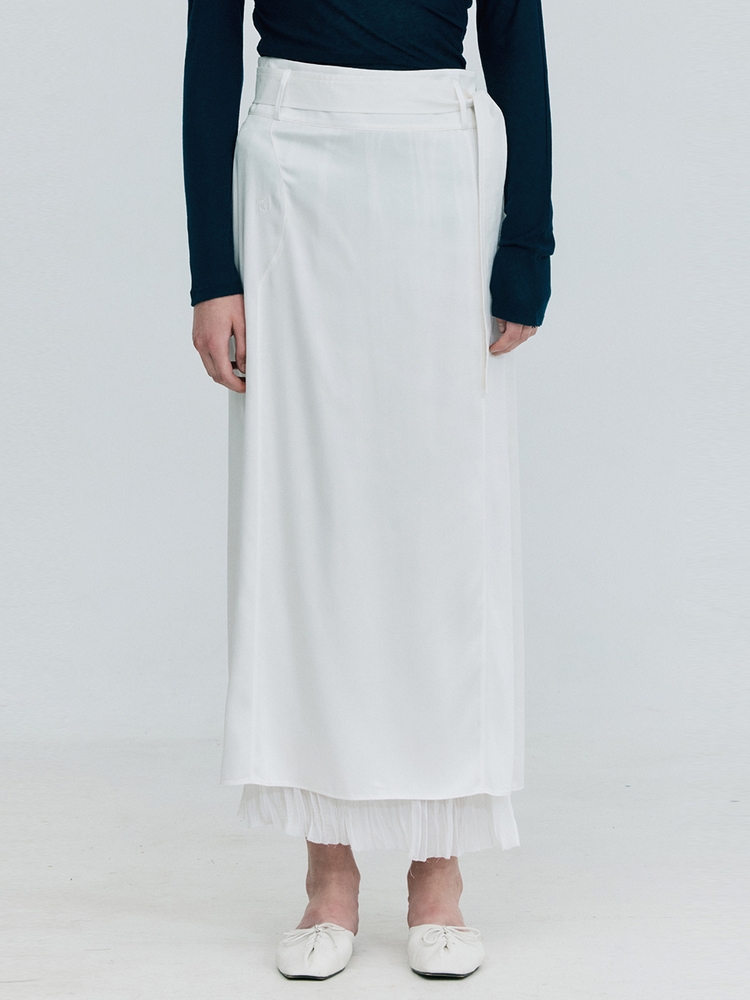 Layered Silk Skirt_White