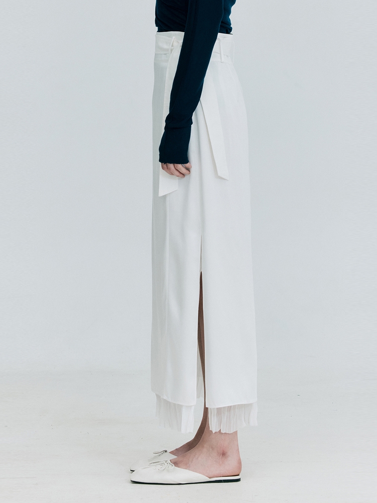 Layered Silk Skirt_White