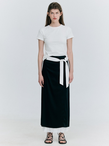 Layered Silk Skirt_Black