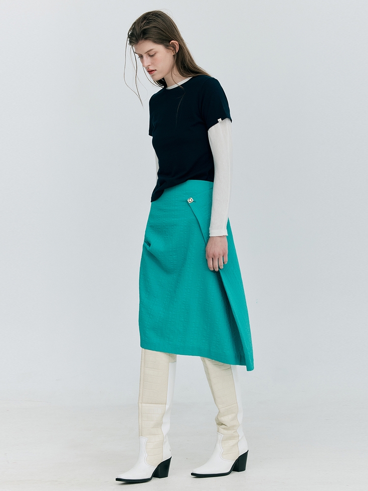 Tuck Pencil Skirt_Green