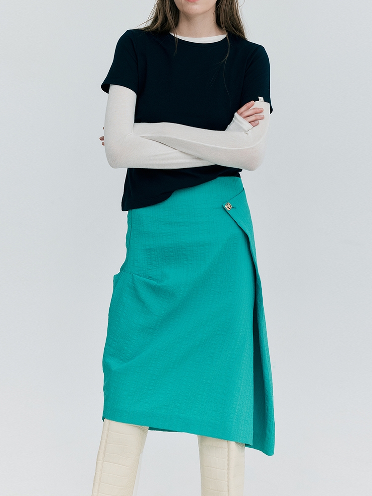 Tuck Pencil Skirt_Green