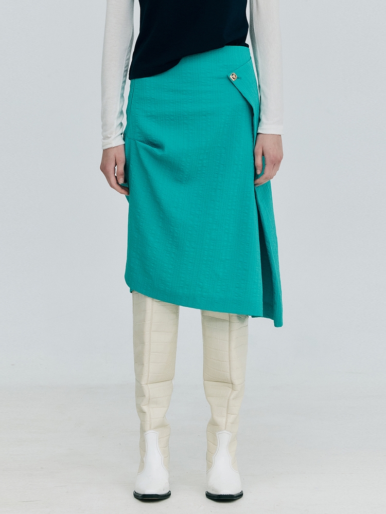 Tuck Pencil Skirt_Green