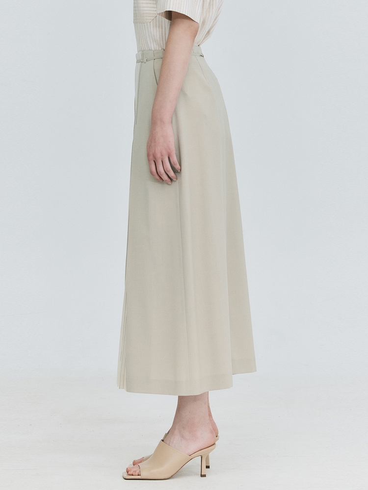 Coloration Pleats Skirt_Light Beige