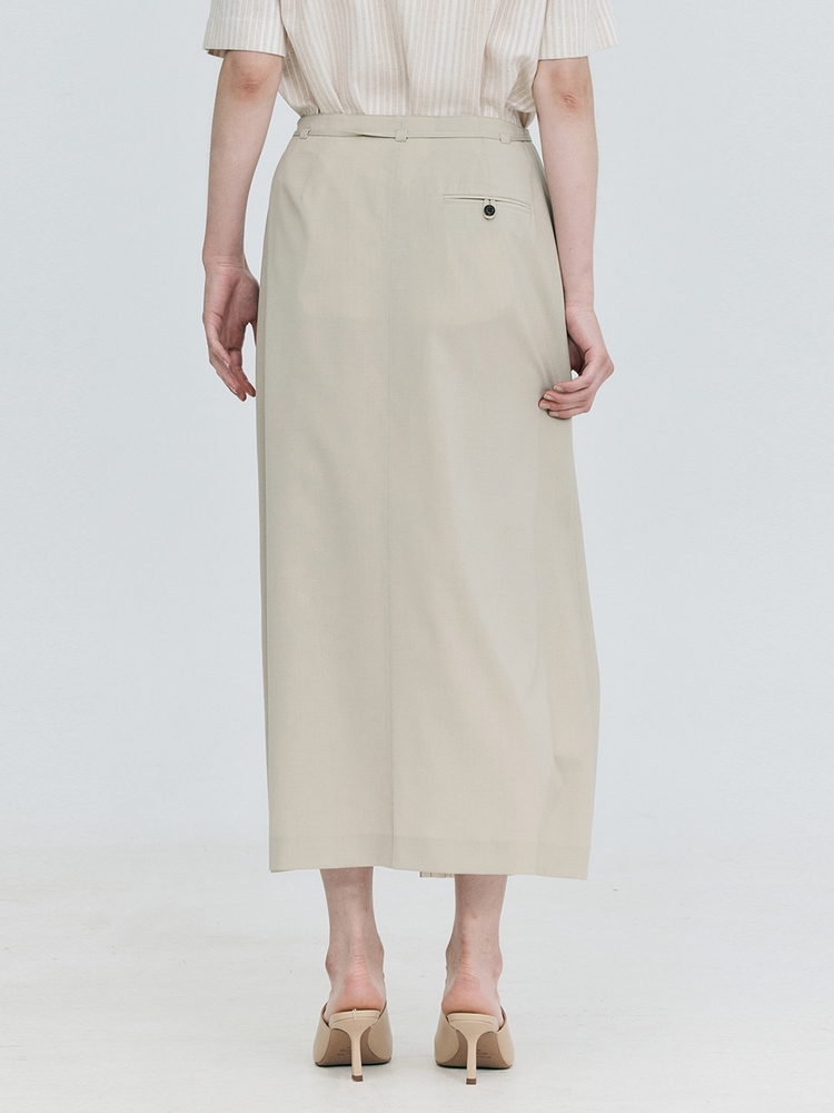 Coloration Pleats Skirt_Light Beige