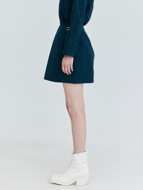 Cotton Mini Skirt_Navy