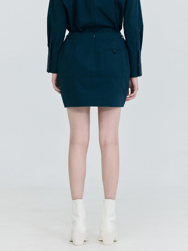 Cotton Mini Skirt_Navy